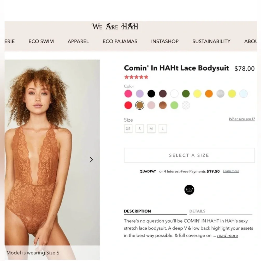 NWT $78 Free People X HAH Comin in Haht Lace Bodysuit Top Size XS Brown Sugar